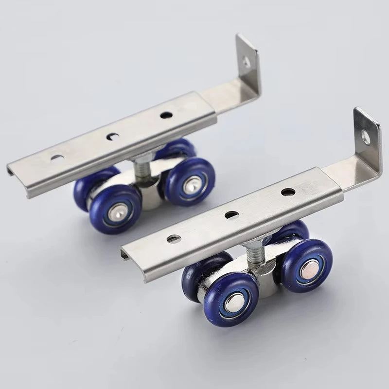 2pcs/set Sliding Door Roller Hardware Slide Doors Pulley 4 Wheels Home Room Wood Door Hanging Wheels Rail Track Pulley