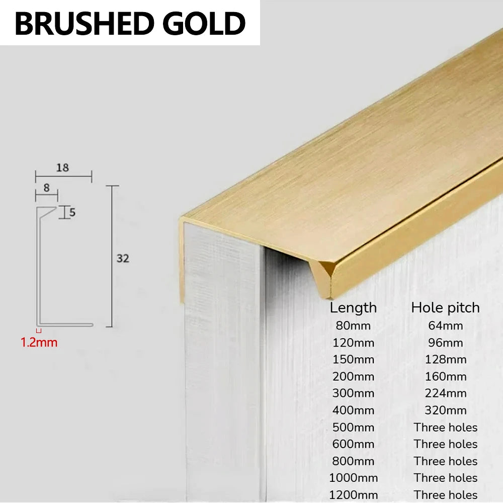 Hidden Handles for Furniture Kitchen Cabinet Handles Dresser Drawer Knobs Aluminum Alloy Wardrobe Cupboard Door Handle Hardware