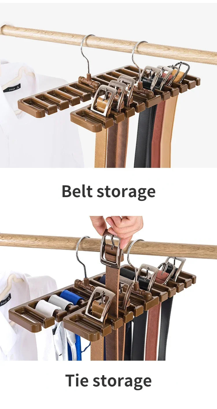 1-12Pcs Multifunctional Belt Organizer Hanging Tie Rack Belt Hanger Clothes Rack Organizer Tie Rack Home Closet Organizer