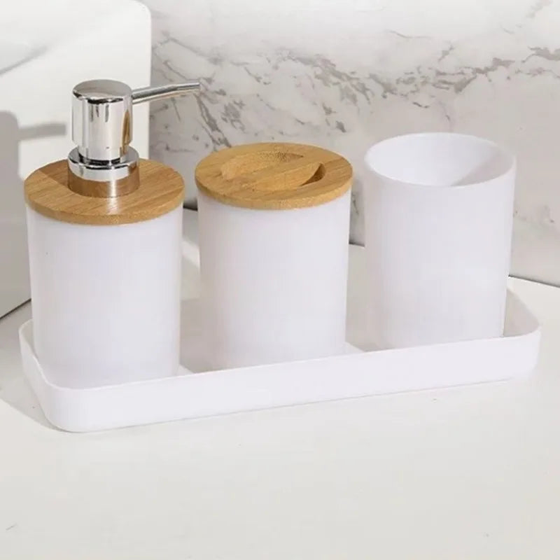 7pcs/set Home Bathroom Accessories Set Multipurpose Bathroom Organizer Kit with Toothbrush Holder Soap Dispenser Toilet Brush