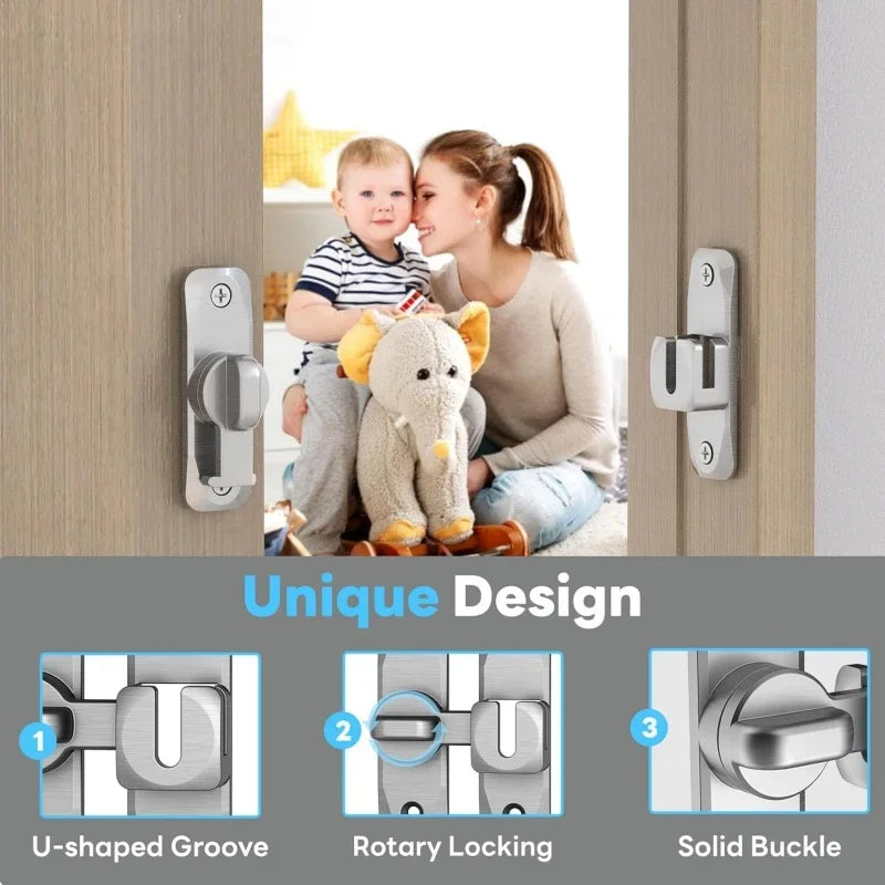 Heavy-Duty Flip-Up Door Latches 90/180 Degree Door Lock Home Security Sliding Door Latch Anti-theft Lock Zinc Alloy Doors Bolts