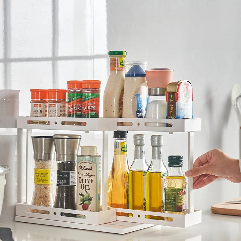 Multifunctional Rotating Pull-out Storage Rack Rotating Storage Rack Kitchen Artifact Desktop Spice Rack Kitchen Storage