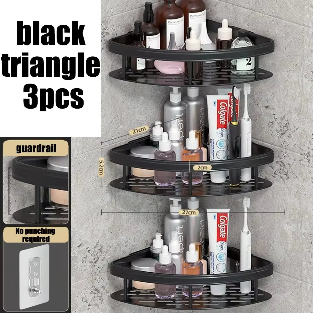 Wall mounted rectangular rack wall mounted shower shampoo rack no drill rack tripod bathroom rack towel rack