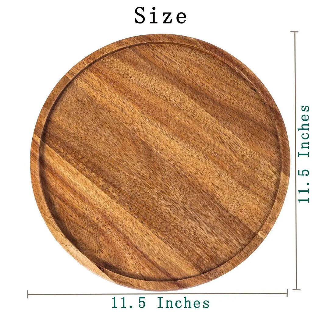 Large round Wooden Food Tray Serving Plate Waterproof l Wood Dert Plate Fruit Tray Wood Crt Decorative Item