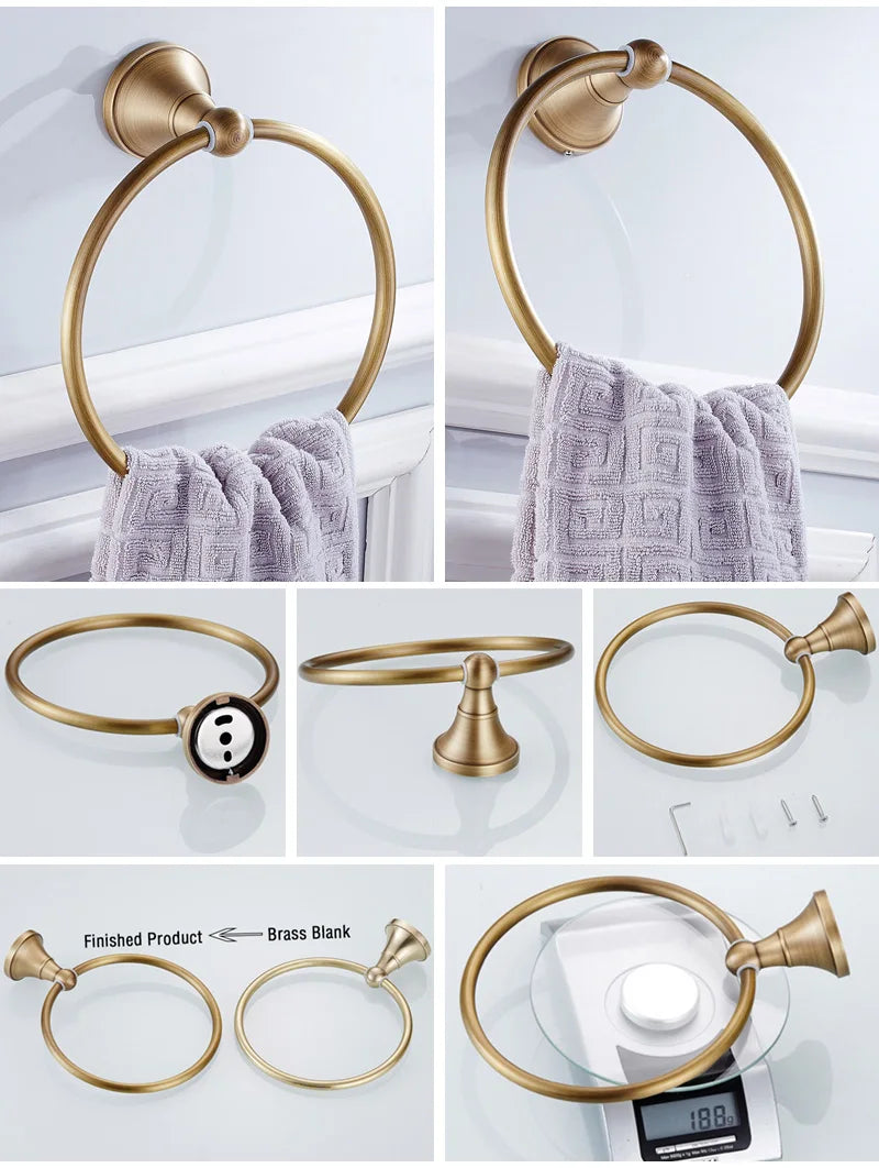 Bronze Bathroom Accessories Hardware Antique Hair Dryer Rack Coat Towel Shelf Rail Bar Shower Soap Dish Holder Toilet Brush
