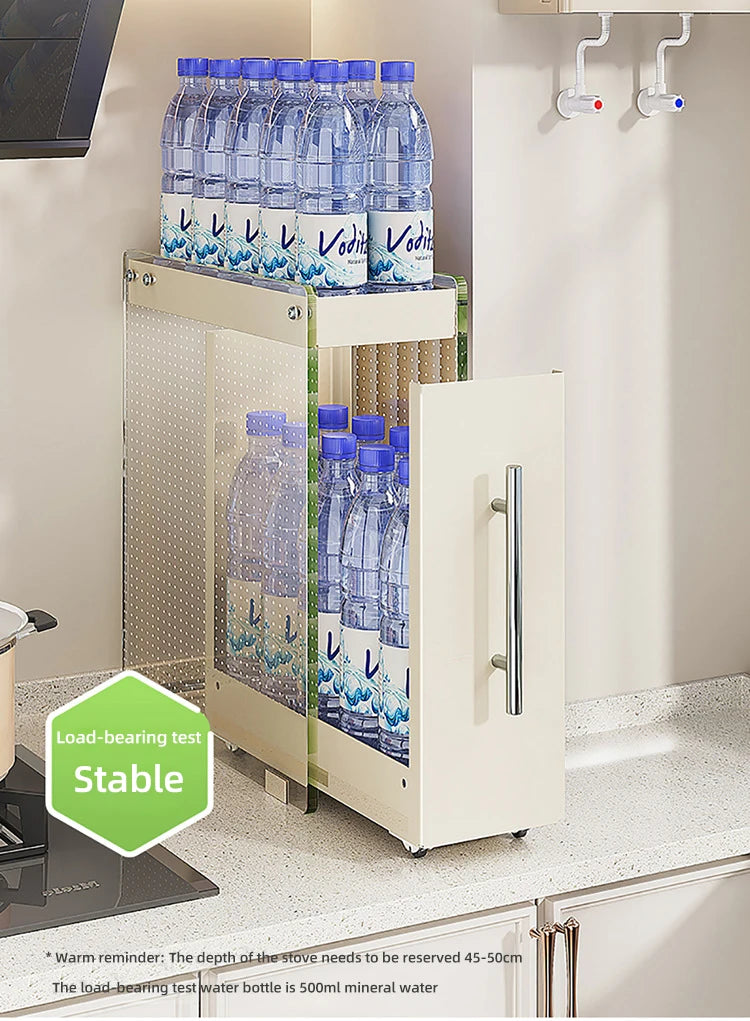 Kitchen Pull-out Spice Storage Rack Corner Seasoning Salt Sauce Vinegar Bottle Organizer Countertop Narrow Edge Pull-out Rack