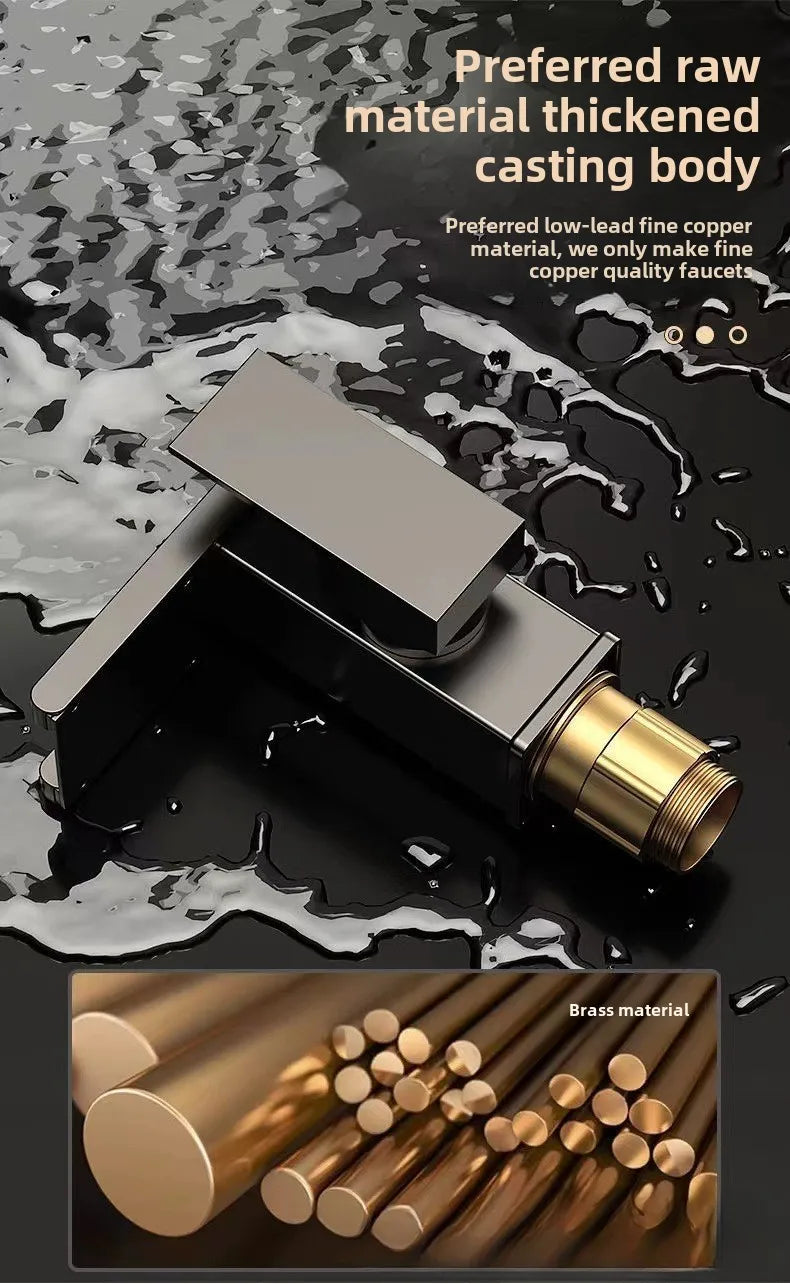 Wash Basin Faucet Bathroom Cold and Hot Sink Tap Toilet Luxury Water Taps Modern Brass Mixers Tap LED Light Bathroom Sink Faucet