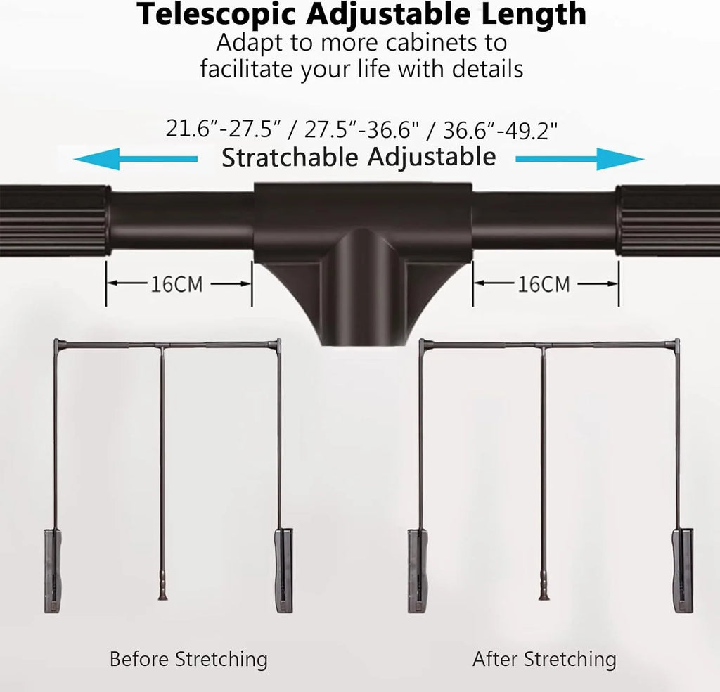 Wardrobe Pull Down Hanger Adjustable Lift Rod Storage Space Saving Closet Storage Clothes Rod