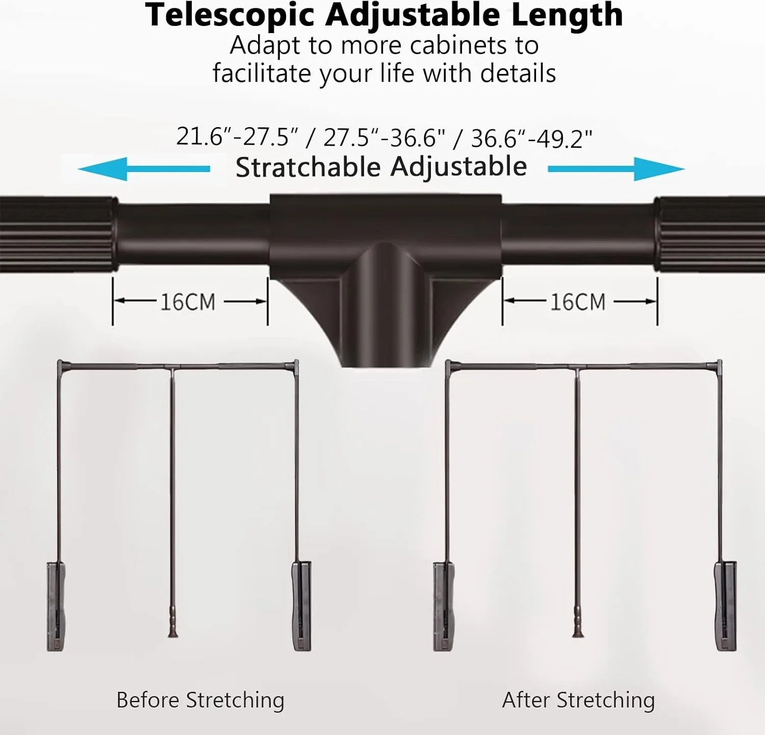 Wardrobe Pull Down Hanger Adjustable Lift Rod Storage Space Saving Closet Storage Clothes Rod
