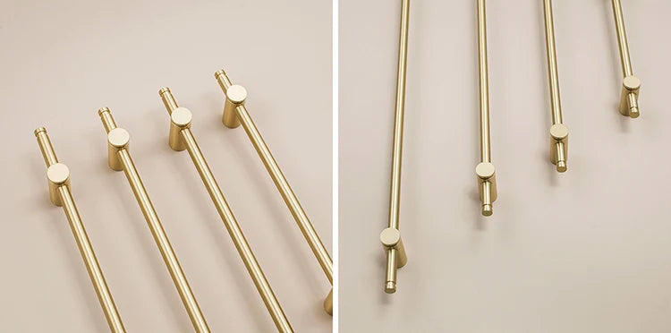 Furniture Long Handles Pure Solid Brass Handle Modern Simple Golden Light Luxury Integral Wardrobe Bathroom Cabinet Long Handle
