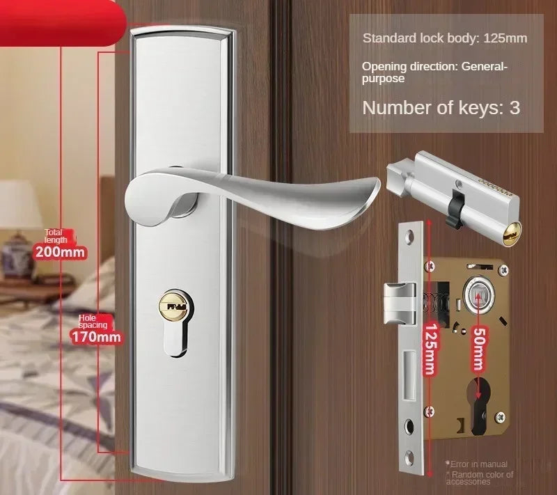 Apartment Room Wood Door Lock Set  House Anti-theft House Interior Door Bedroom Furniture Security Lock For Home Doors With Key