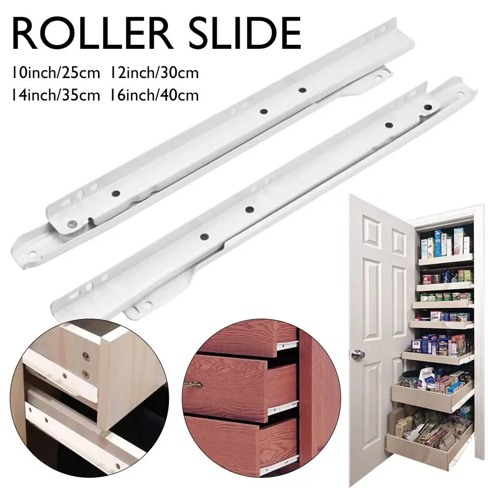 1Pair Mute Two Section Drawer Track Slides Cabinet Rails Computer Table Chute Cabinets Keyboard Roller Pulley Furniture Slides