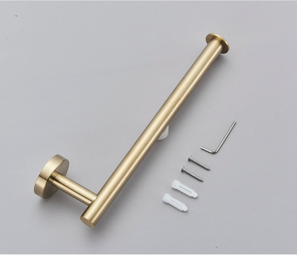 Brushed Gold Bathroom Accessories Towel Bar Bath Robe Hook Bathroom Hardware Set Shelf for Towels Paper Tissue Holder
