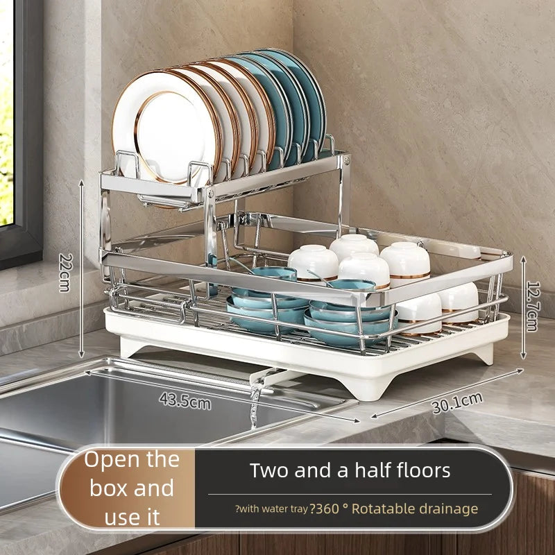 304 stainless steel kitchen storage rack, bowl and plate storage box, draining rack, multifunctional home storage rack for bowls