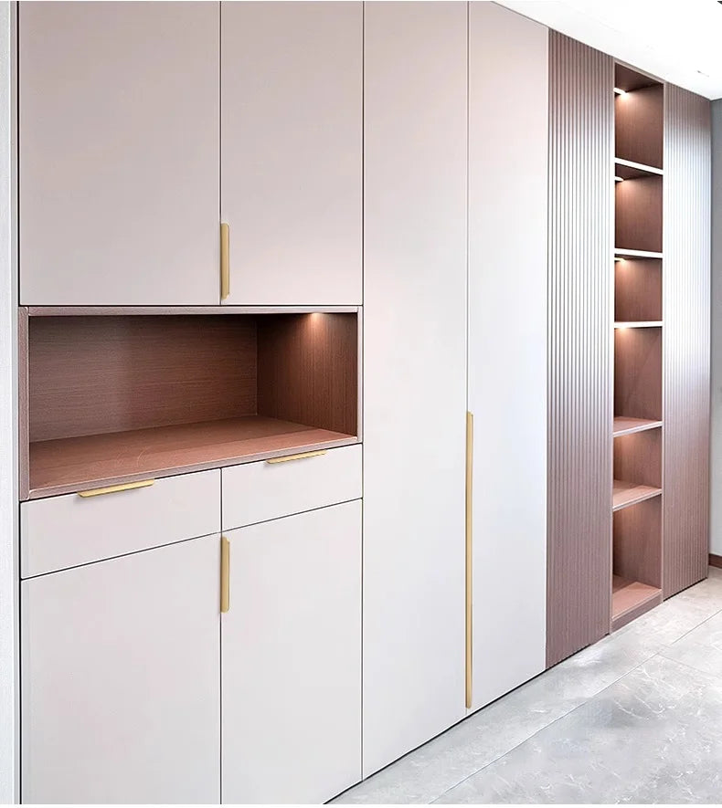Hidden Minimalist Cabinet Handles for Kitchen Wardrobe | No Drilling Black Edge Pulls | Custom Length 80mm-1200mm Modern Design