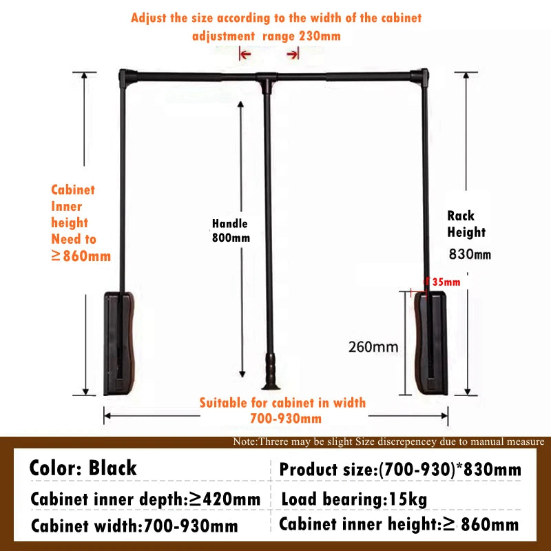 Wardrobe Pull Down Hanger Adjustable Lift Rod Storage Space Saving Closet Storage Clothes Rod