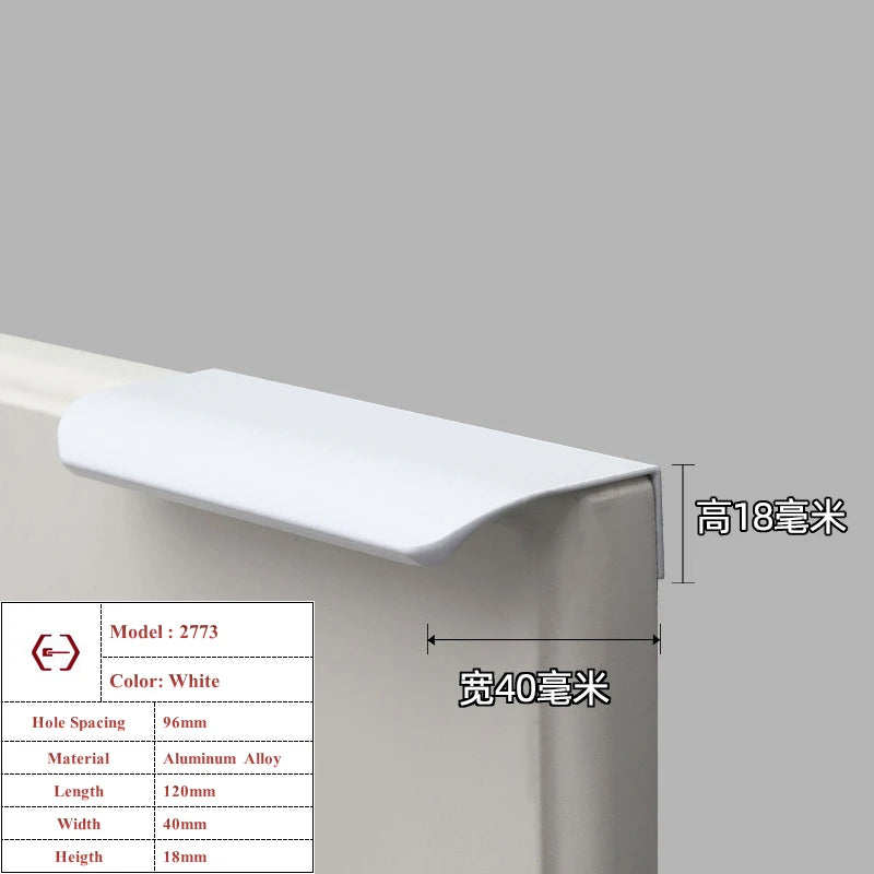 Modern Simple White Long Cabinet Handle Kitchen Cupboard Furniture Length Door Handle  Wardrobe Closet Hardware Drawer Pull Knob