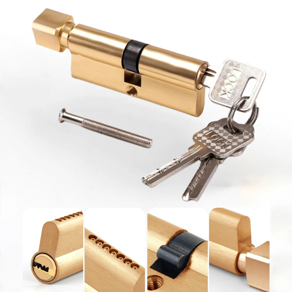 70mm Door Lock Cylinder 3 Keys Anti-Theft Entrance Gate Lock Home Security Interior Bedroom Household Improvement Hardware
