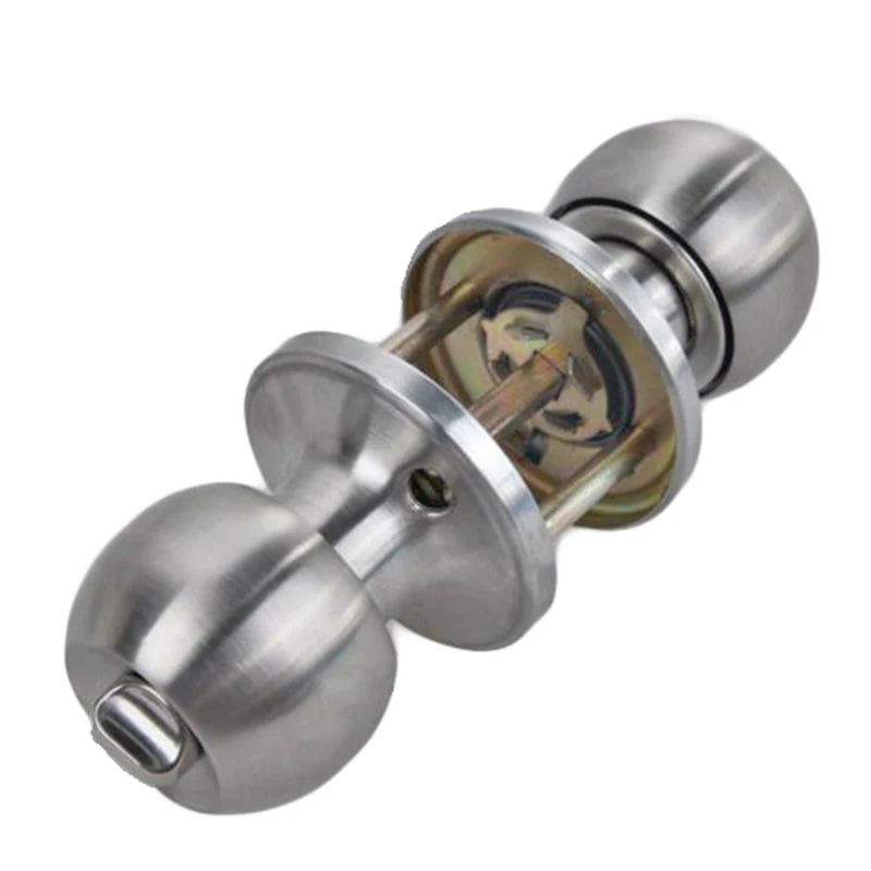 Door Set Knob Handle Lock With Key Privacy Passage Round Sliver Bathroom Shower Entrance Stainless Steel Useful