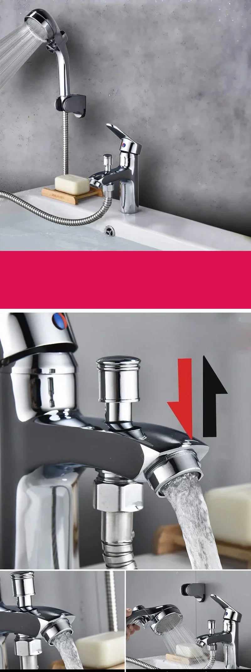 Bathroom Wash Faucet Single Hole Basin Faucet with Shower Sink Basin Wash Basin Bathroom Accessories