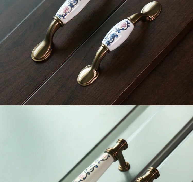 ceramic handle American retro cabinet door modern minimalist European style drawer cabinet wardrobe cabinet handle
