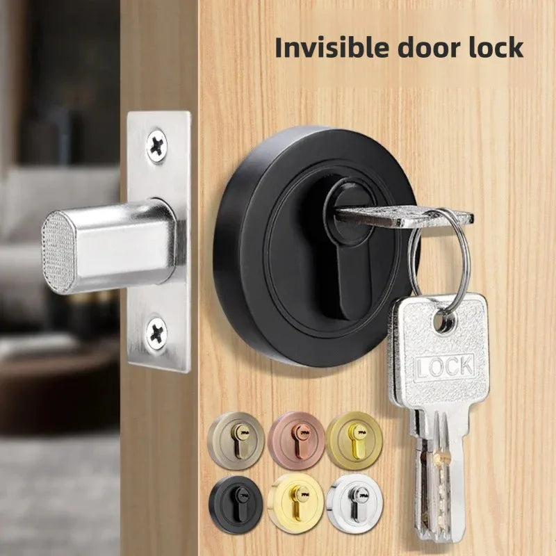 Hidden door lock; concealed lock; wooden door lock; single and double-sided lock; bedroom door lock; hallway lock; auxiliary ind