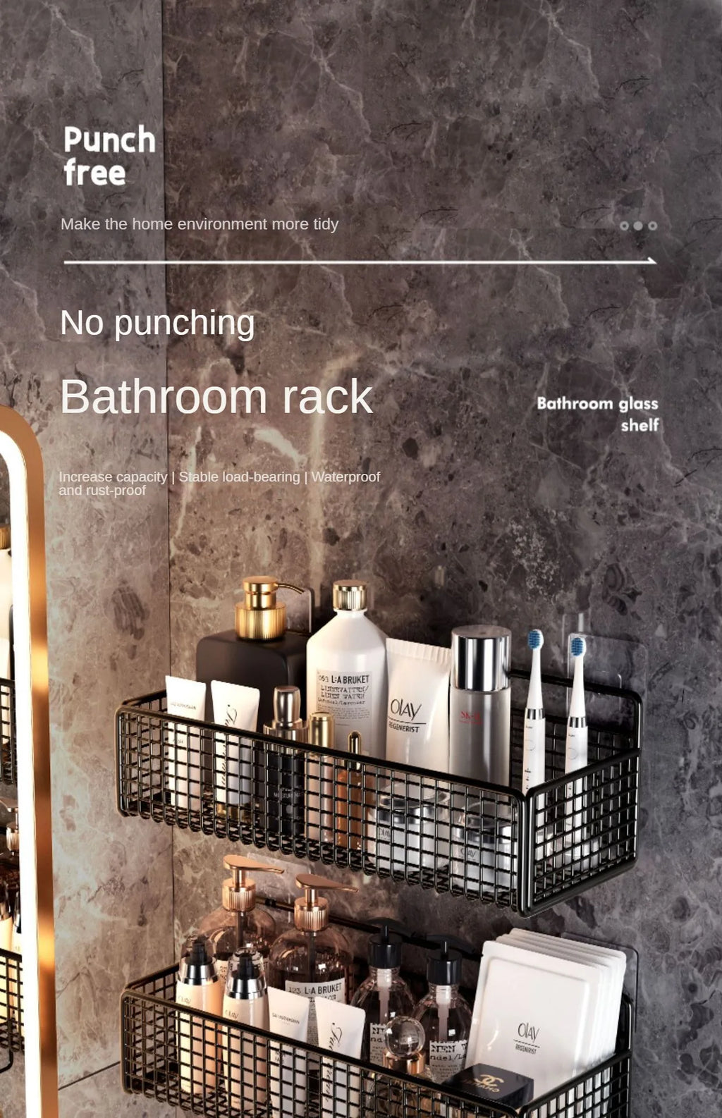 Kitchen Wall Mount Storage Rack Non Perforated Wall Mounted Storage Rack Wall Shelf Spice Rack Kitchen Rack Dish Rack Sink Rack