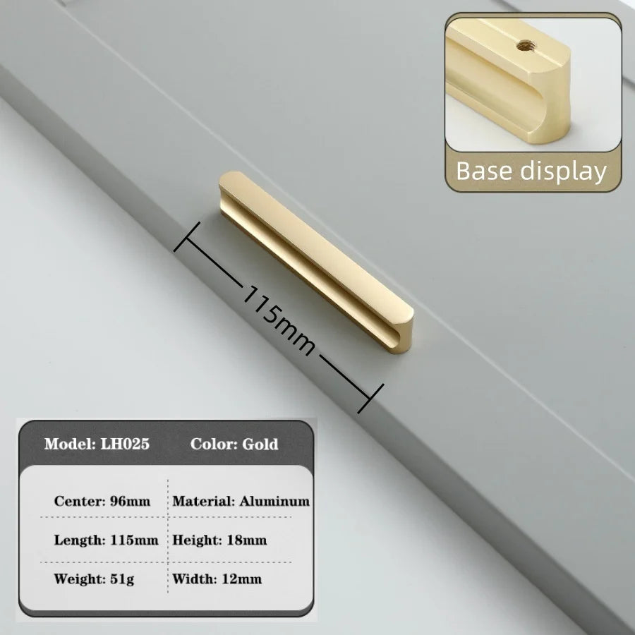 Modern Long Cabinet Handles Hidden-style Aluminum alloy Wardrobe Drawer Handle 800mm 1000mm Furniture Pulls