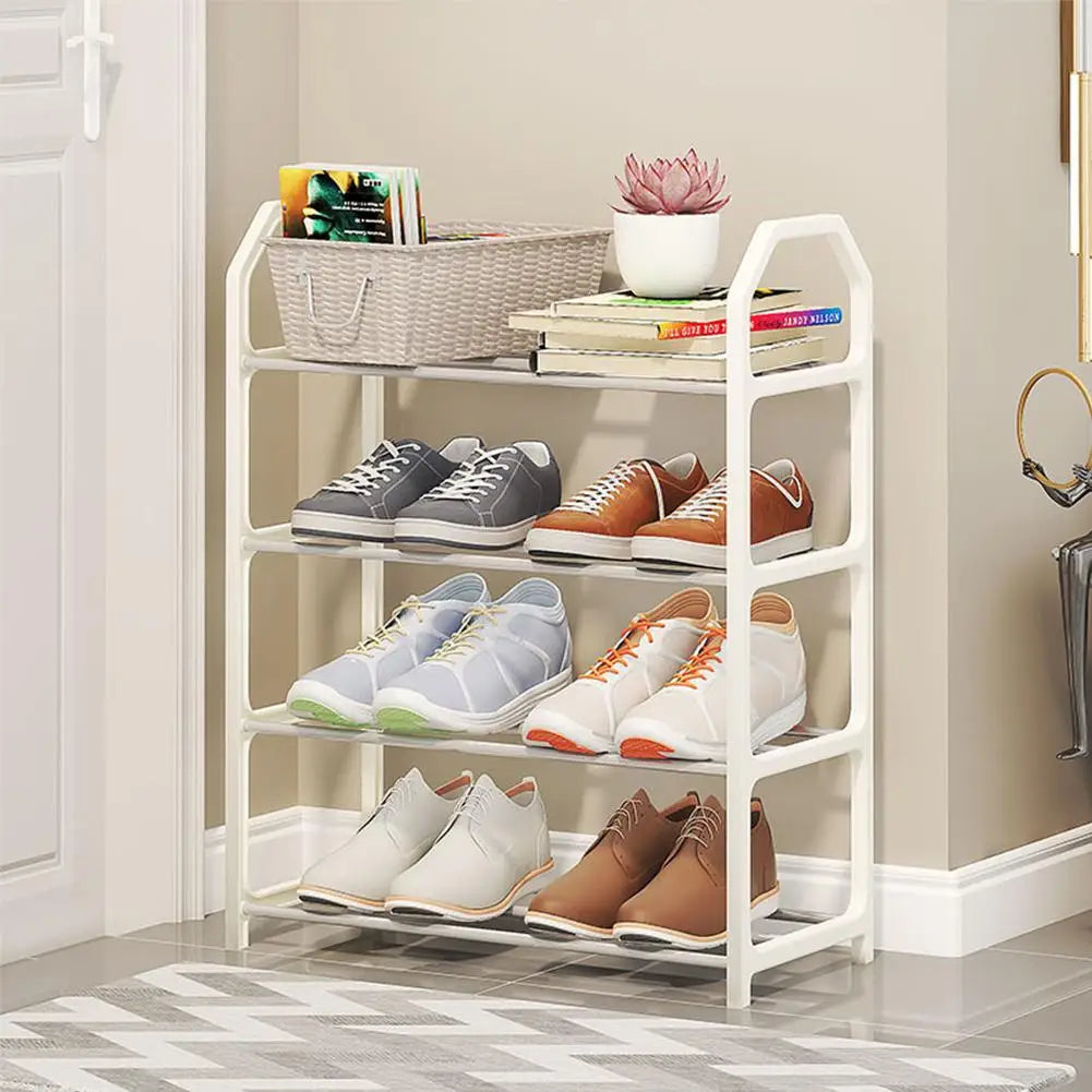 Four Layer Trapezoidal Shoe Rack Multifunctional Easy Assembly Home Dormitory Storage Cabinet for Balcony