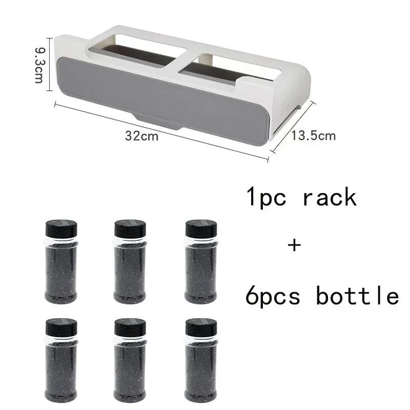 Kitchen Spice Rack Self-adhesive Wall-mounted Under-Shelf Seasoning Bottle Storage Rack Spice Organizer Kitchen Storage Rack