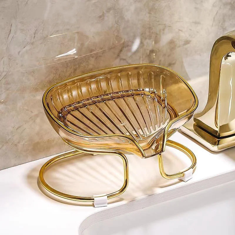 Bathroom Soap Dish Light Luxury Toilet Shower Soap Holder With Drain Water Soap Storage Case Tray Container Bathroom Gadgets
