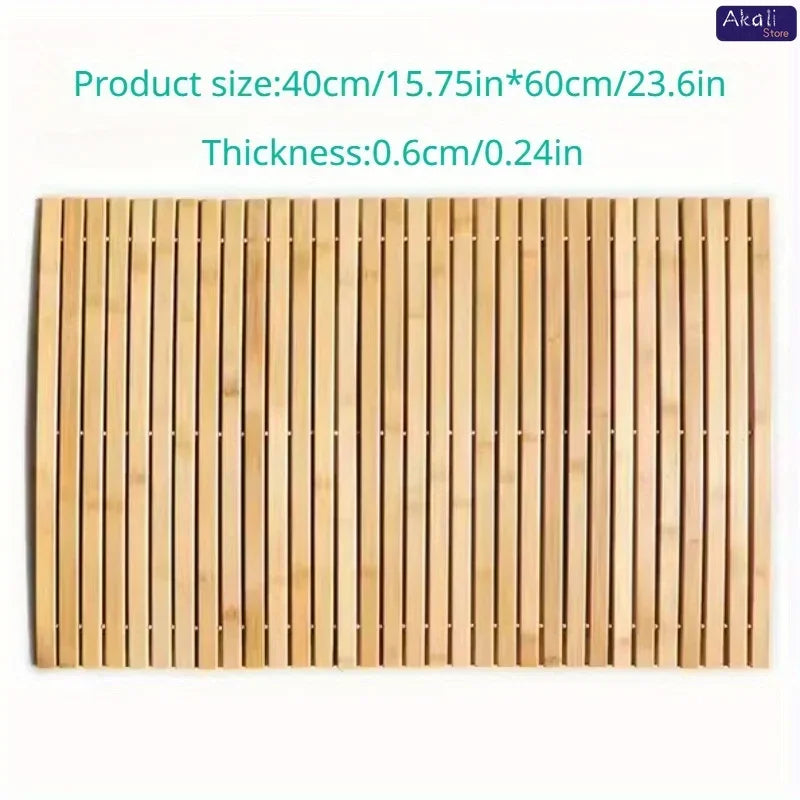 Wooden Bathroom Mat Rayon Derived From Bamboo Rectangular Waterproof Floor Mat Suitable for Bathroom and Toilet