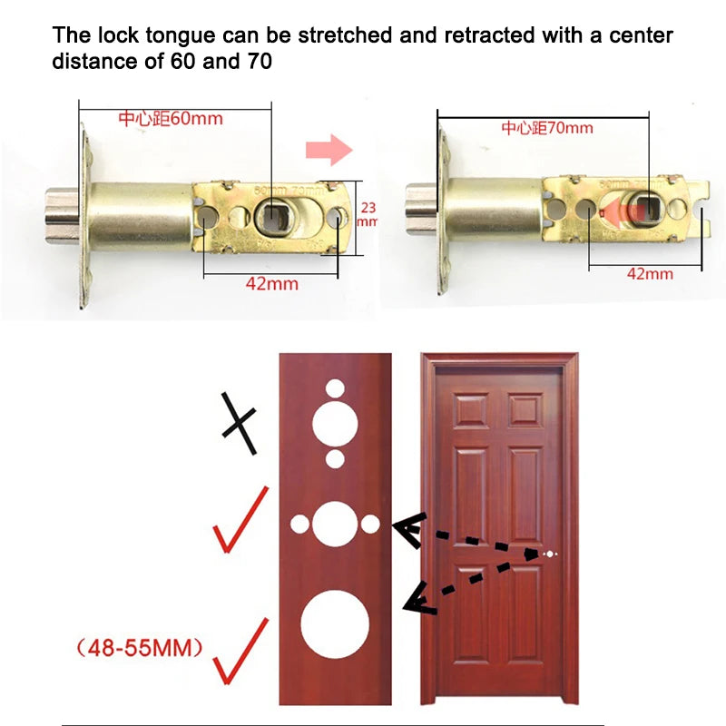 Interior Round Ball Door Knobs, Key Handles, Stainless Steel Locksets for Bathroom, Bedroom