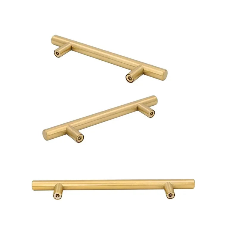 T Modern Minimalist Handles Brushed Brass Gold Cabinet Door Handles Zinc Alloy Bath Drawer Handles Kitchen Furniture Hardware