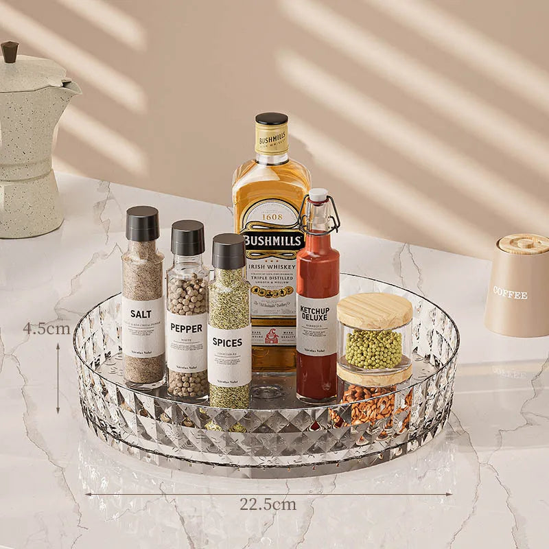 Rotating Spice Rack Organizer For Kitchen Cosmetics Storage Convenient and Space-Saving Solution for Apartments & College Dorms
