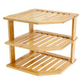 3 Tier Cabinet Organizer Shelf for Kitchen Storage Sturdy Plate Organizer Bamboo Corner Shelf Dish Rack for Cabinet Countertop