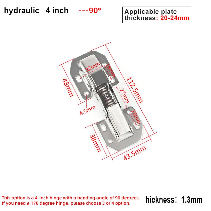 Soft Closing Hydraulic Hinges, 170 Degree Damping Buffer Cabinet Furniture Folding Hinge, Suitable for plate thickness 16-40mm