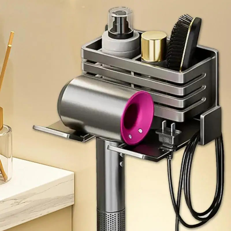 Bathroom Shelf on The Wall Without Drilling Multifunctional Storage Shelves Organizer Bathroom Hair Dryer Holder Toilet Cradle