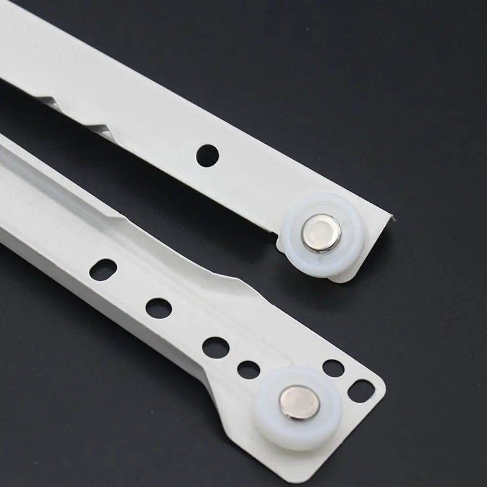 1Pair Chute Cabinets Keyboard Roller Pulley Furniture Slides Mute Two Section Drawer Track Slides Cabinet Rails