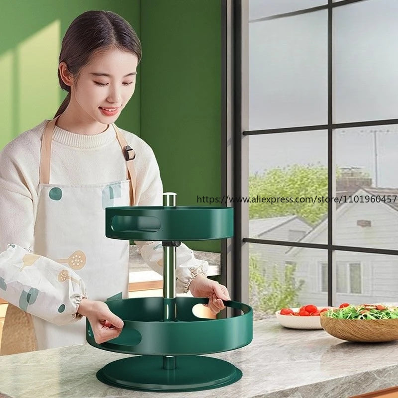 Rotatable Kitchen Spice Rack Multi-Tier Countertop Seasoning Organizer with Movable Turntable for Spice Jars Boxes