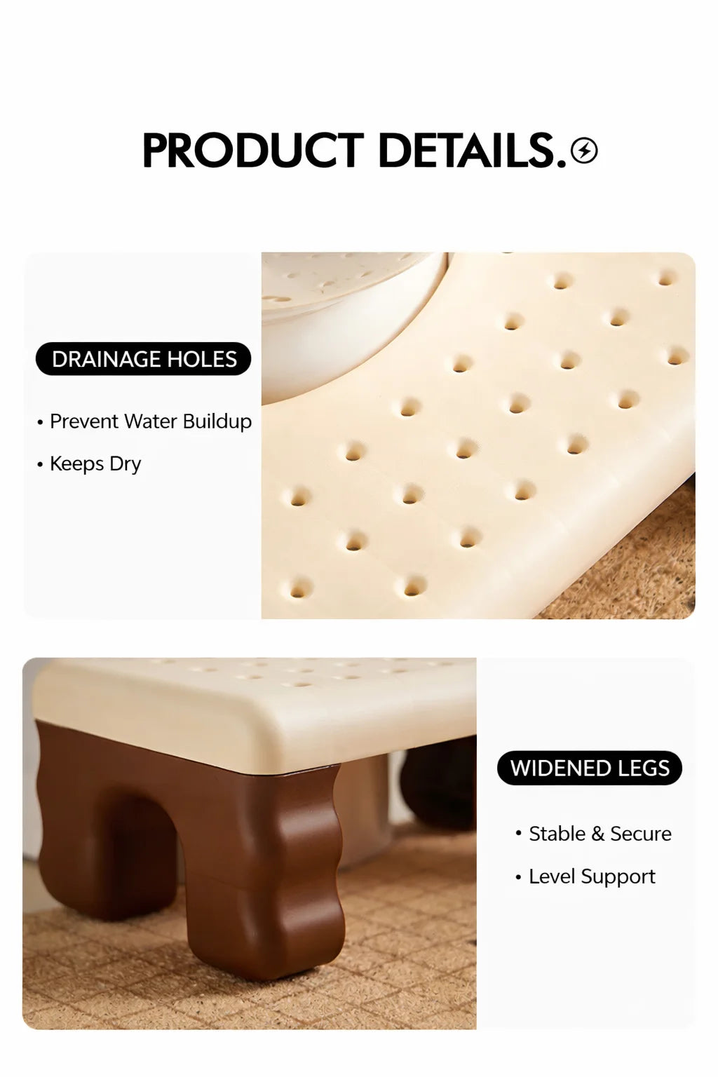 Bathroom Step Stool, Toilet Squat Stool with Non-Slip Design,Portable Foot Rest for Adults & Kids,Practical Bathroom Accessories