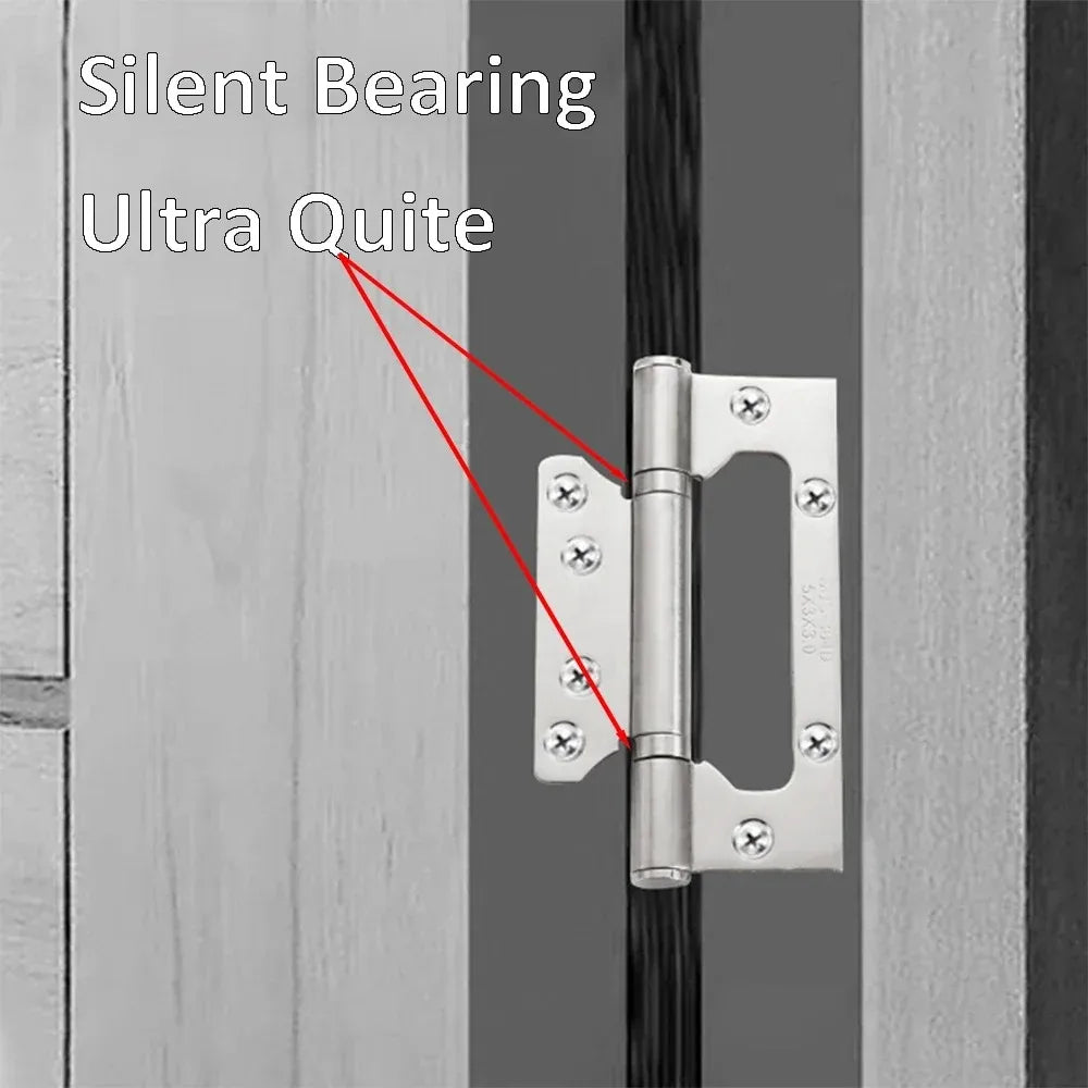 6pcs 4 Inch Stainless Steel Hinge for Bedroom Bathroom Wooden Door Slotted Free Hinges