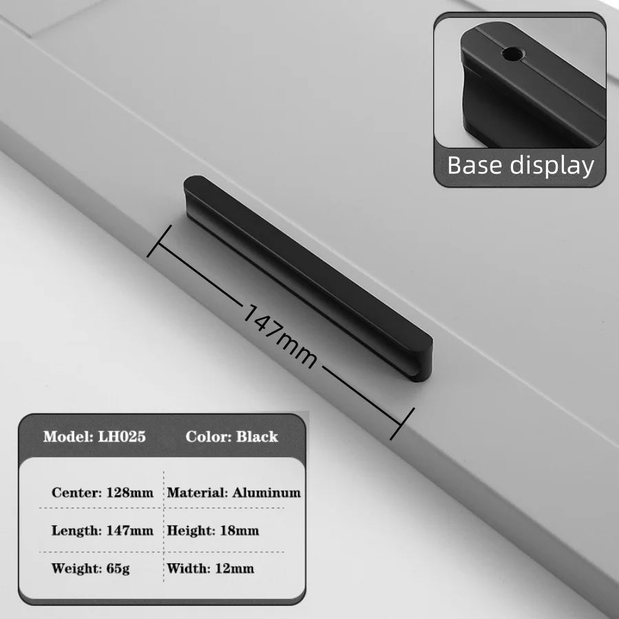 Modern Long Cabinet Handles Hidden-style Aluminum alloy Wardrobe Drawer Handle 800mm 1000mm Furniture Pulls