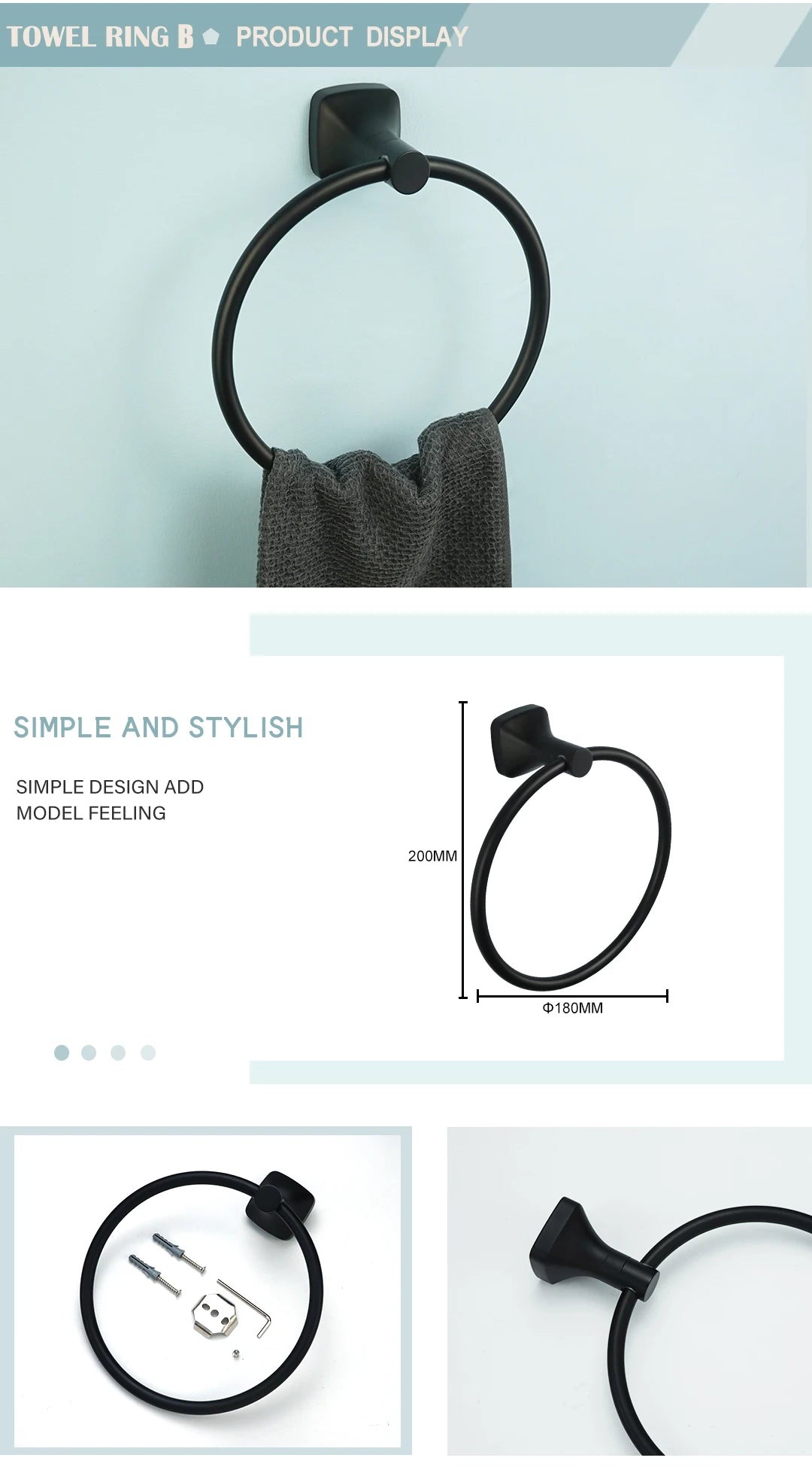 Matte Black Bathroom Accessories Set Wall Mount Stainless Steel Clothes Hook Toilet Paper Holder Towel Bar Hardware Pendant