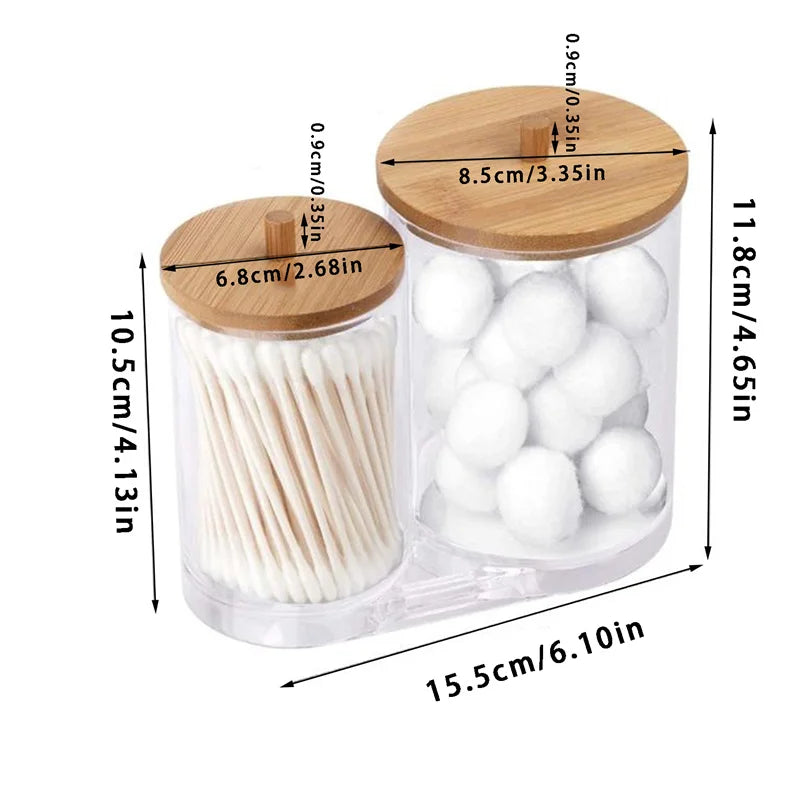 Bathroom Organizer Accessories Set Makeup Holder Storage with Clear Plastic Lids, Cotton Ball/Swabs Dispenser, Organizer Jar
