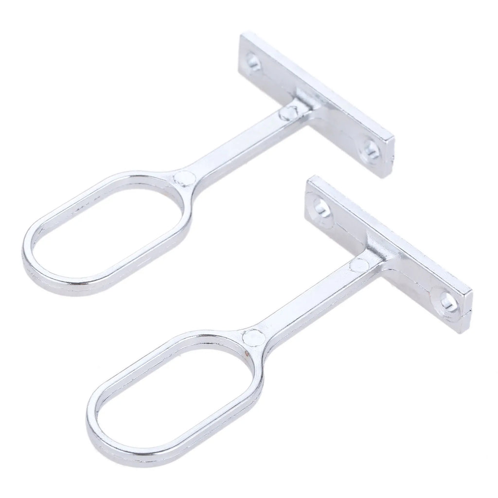 6pcs 16mm Steel Closet Rod End Supports Wardrobe Cabinet Clothes Through Flange Seat Pipe Fittings Clothes Rod Curtain Tube Seat