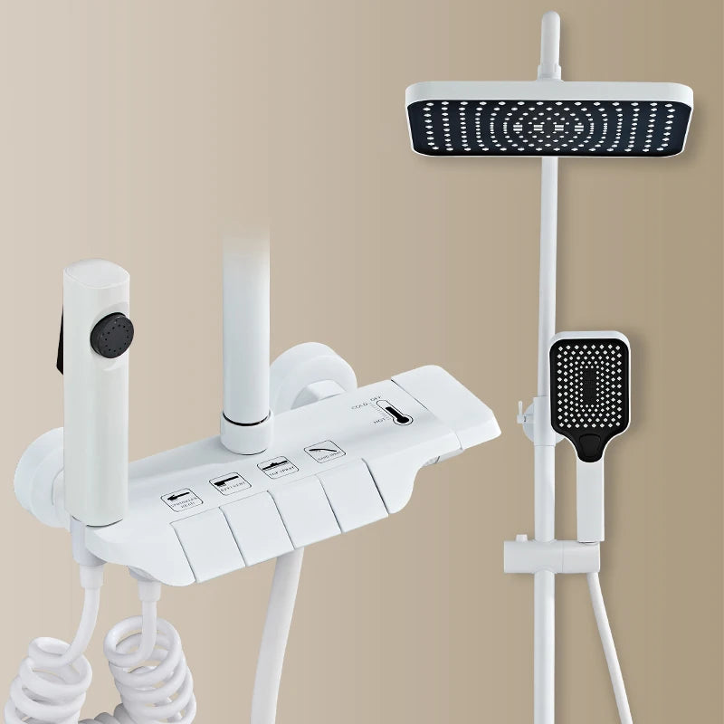 Piano Digital Bathroom Shower Set Senducs Hot Cold Bathroom Mixer Faucets System Brass Gun Grey Digital Piano Shower System