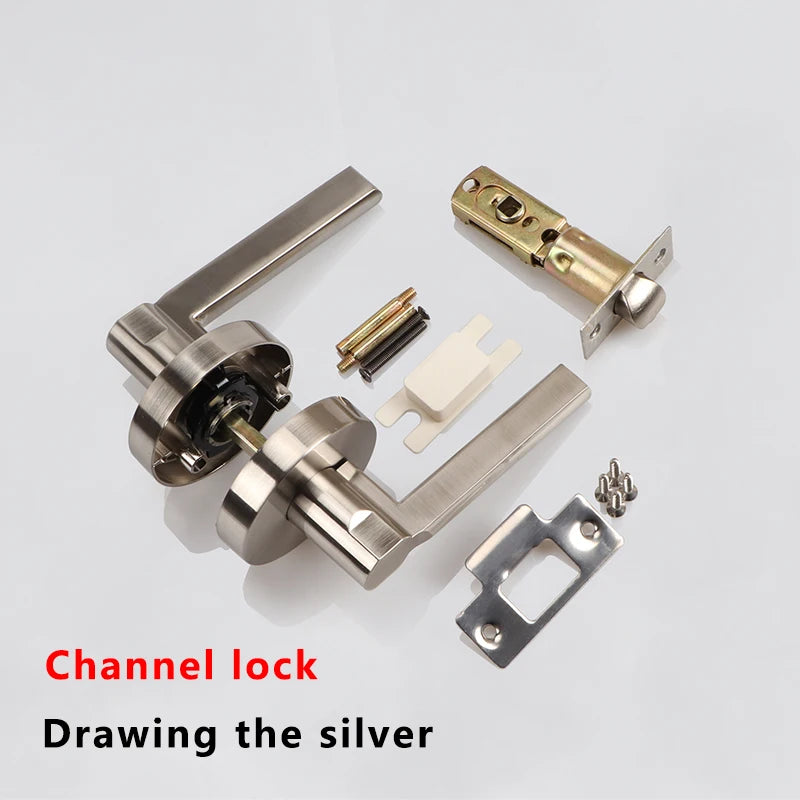 Door Lock Household Universal Silent Toilet Indoor Bedroom Lock Three-bar Handle Lock Old-Fashioned Spherical Round Door Lock