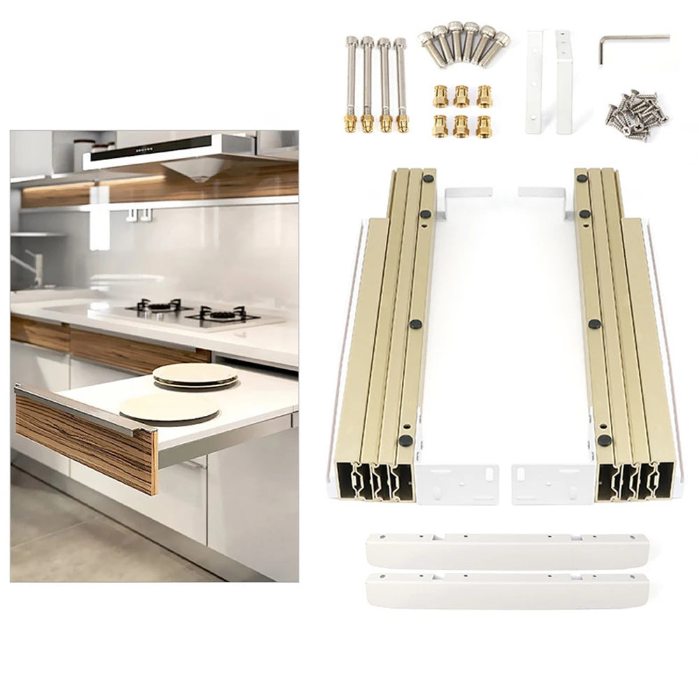 Telescopic Folding Guide Rail  Multifunctional Flat Push  Multi Section Pull-Out Cabinet  Dining Table  Drawer Slide Rail