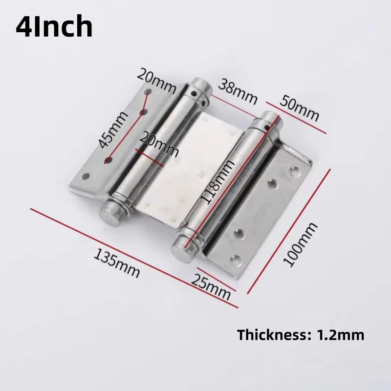 Stainless Steel Double Open Spring Hinge Double-sided Door Hinge Automatic Self Closing Two Way Free door Fence Dedicated Hinge